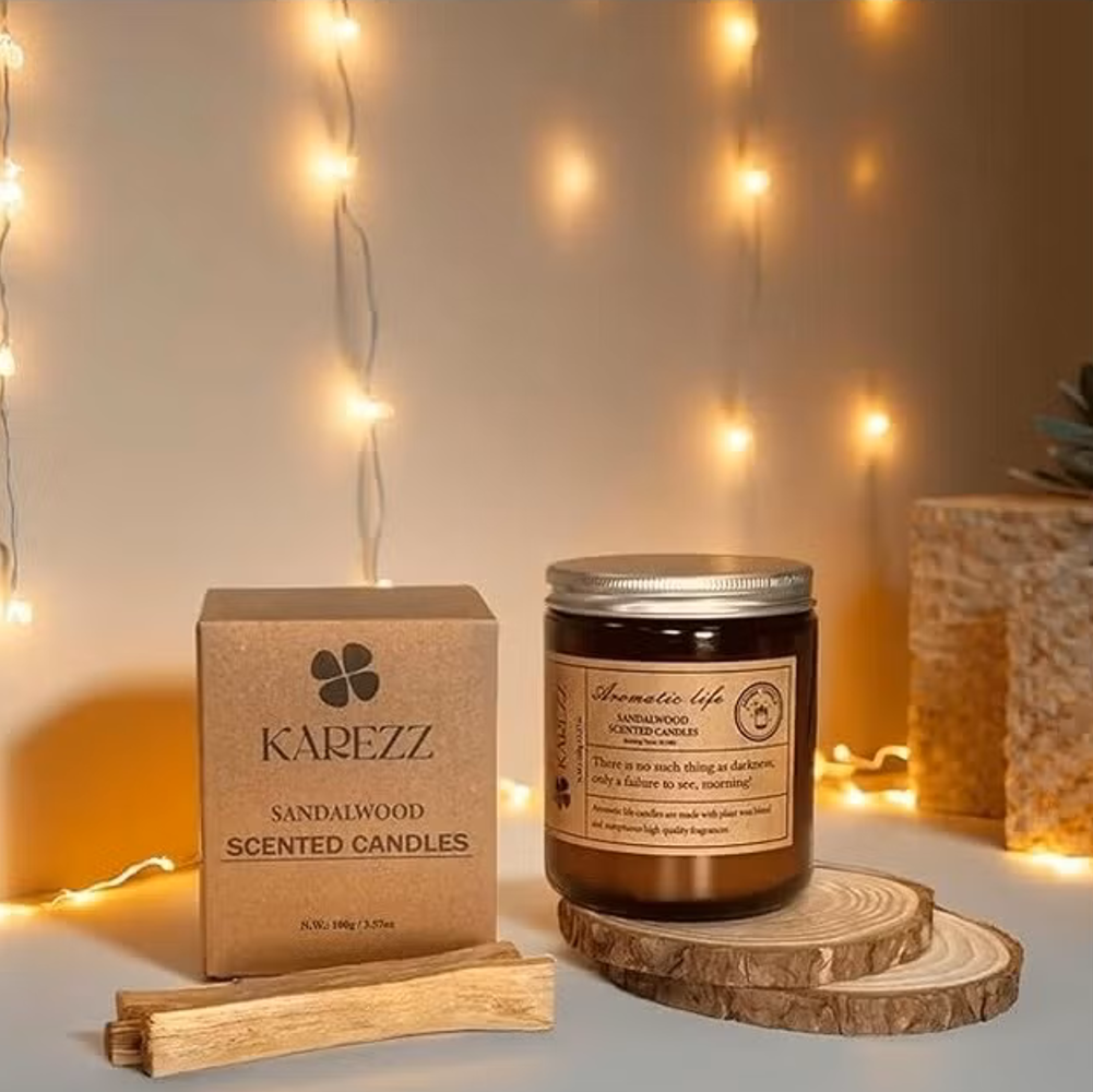 Sandalwood Plant Wax Scented Candle - Cotton Wick