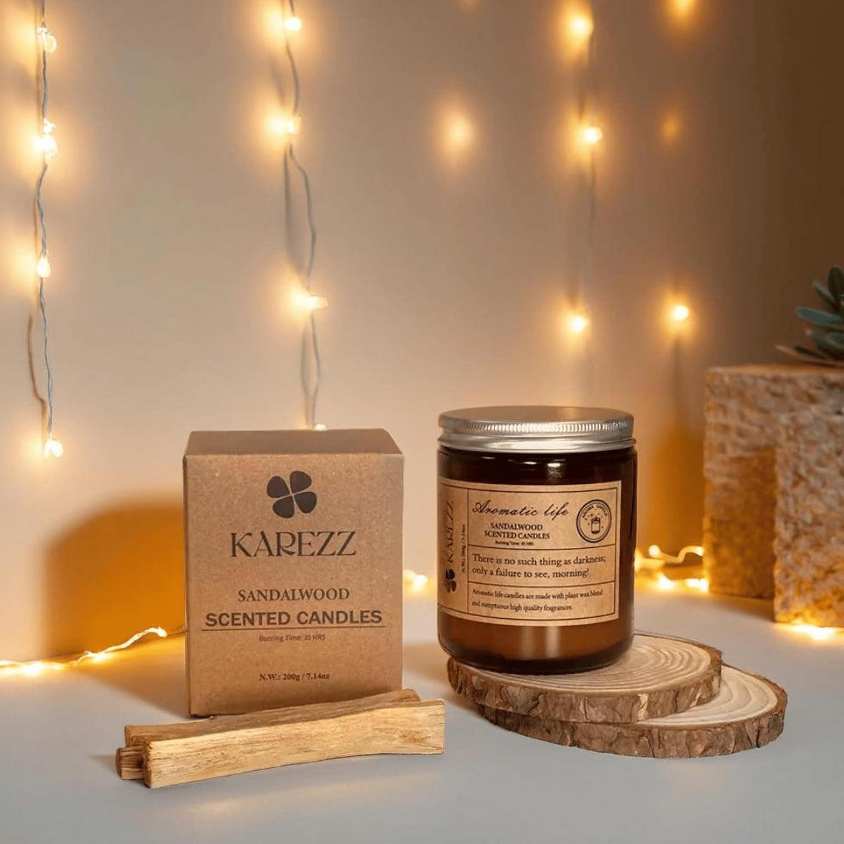 Sandalwood Plant Wax Scented Candle - Cotton Wick