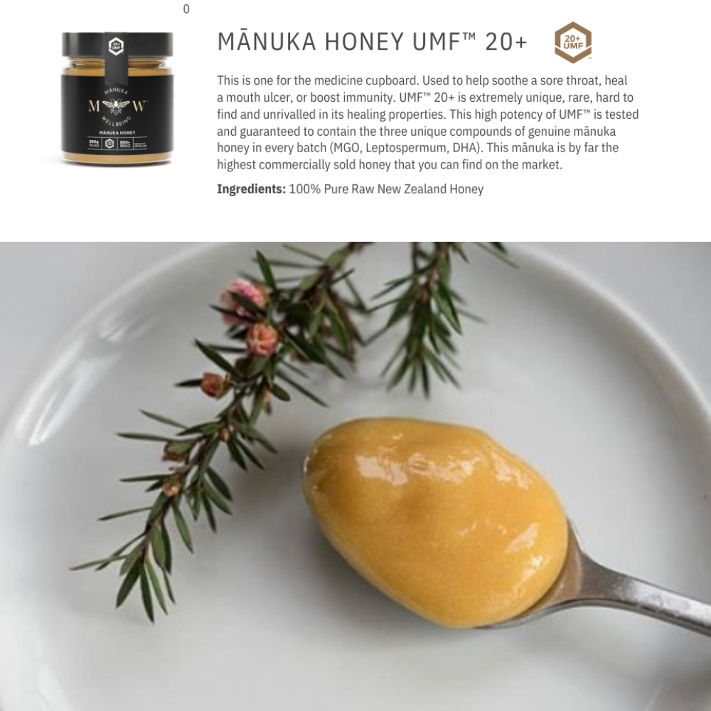 MANUKA WELLBEING Premium Manuka Honey, New Zealand Finest  - UMF 20+, MGO 850+, 300g
