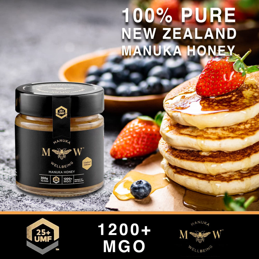 MANUKA WELLBEING, Premium Manuka Honey, New Zealand Finest - UMF 25+, MGO 1200+, 300g