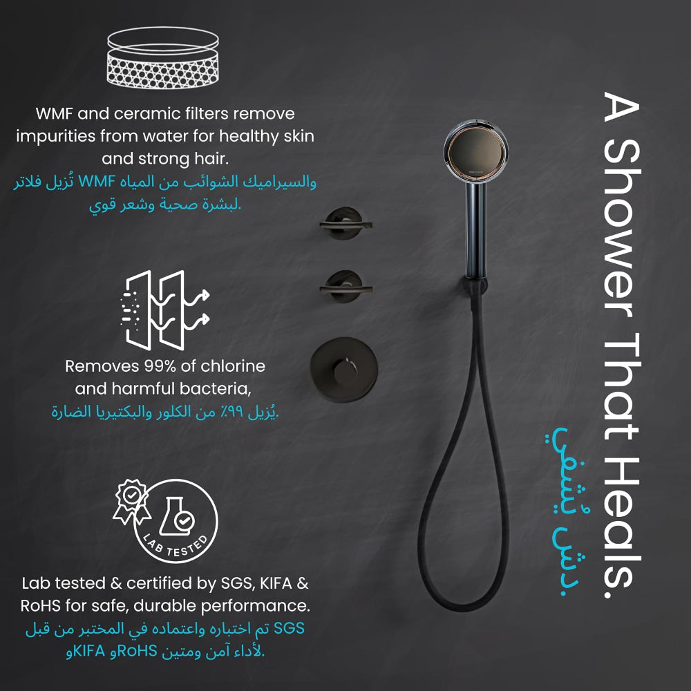 Vitamin C Shower Filter & Shower Head for Hard Water - Chrome Finish
