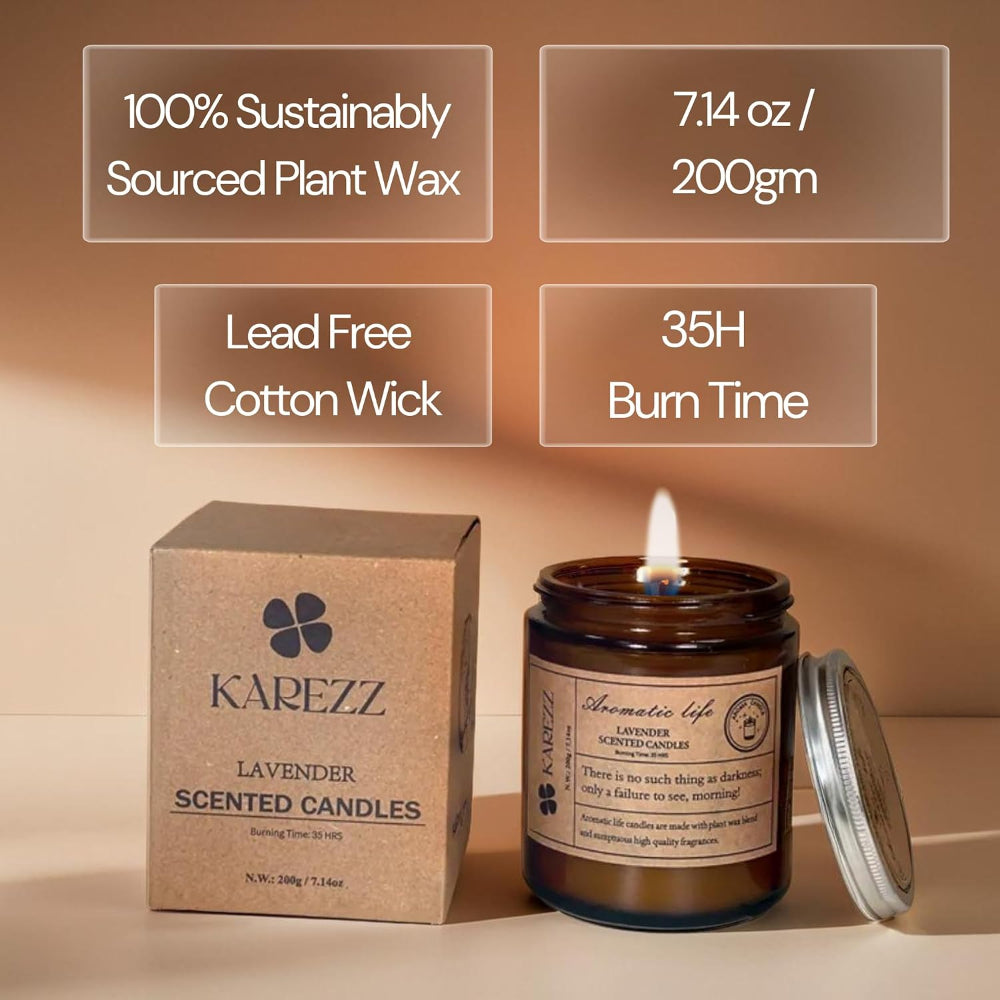 Plant-Based Lavender Scented Candle - Cotton Wick, Hand Poured