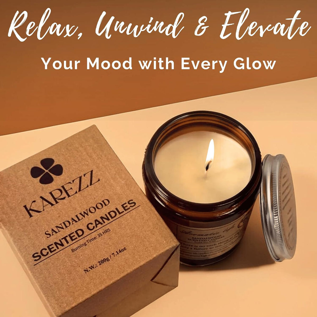 Sandalwood Plant Wax Scented Candle - Cotton Wick