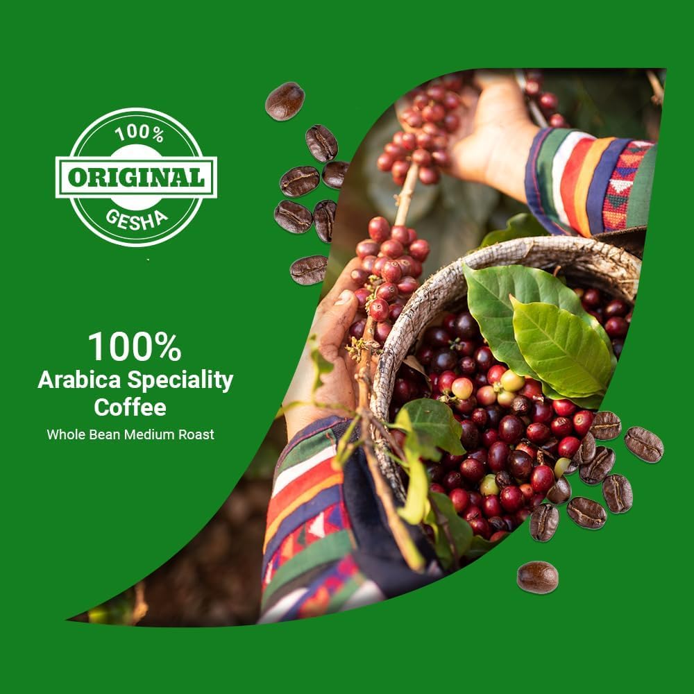Karezz Gori Geisha Coffee Whole Beans, Single-Origin 100% Arabica, Medium Roast Specialty Coffee from Ethiopia, 250g | Roasted: 23 August 2026