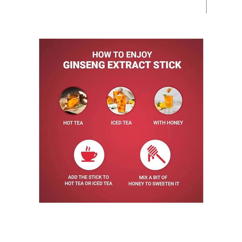 Pure Red Ginseng Extract Sticks - 6-Year Ginseng, 10ml x 10 Sticks. Made in Korea
