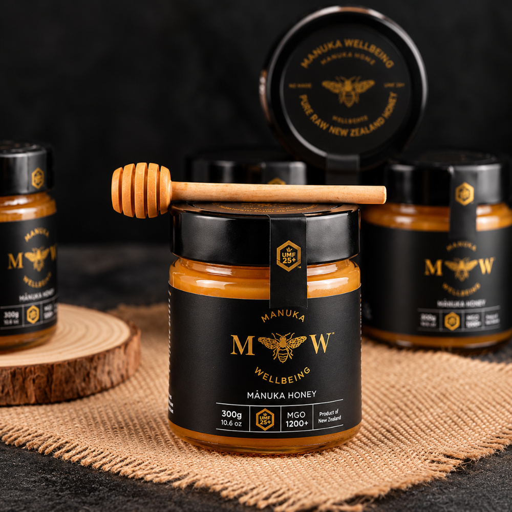 MANUKA WELLBEING, Premium Manuka Honey, New Zealand Finest - UMF 25+, MGO 1200+, 300g