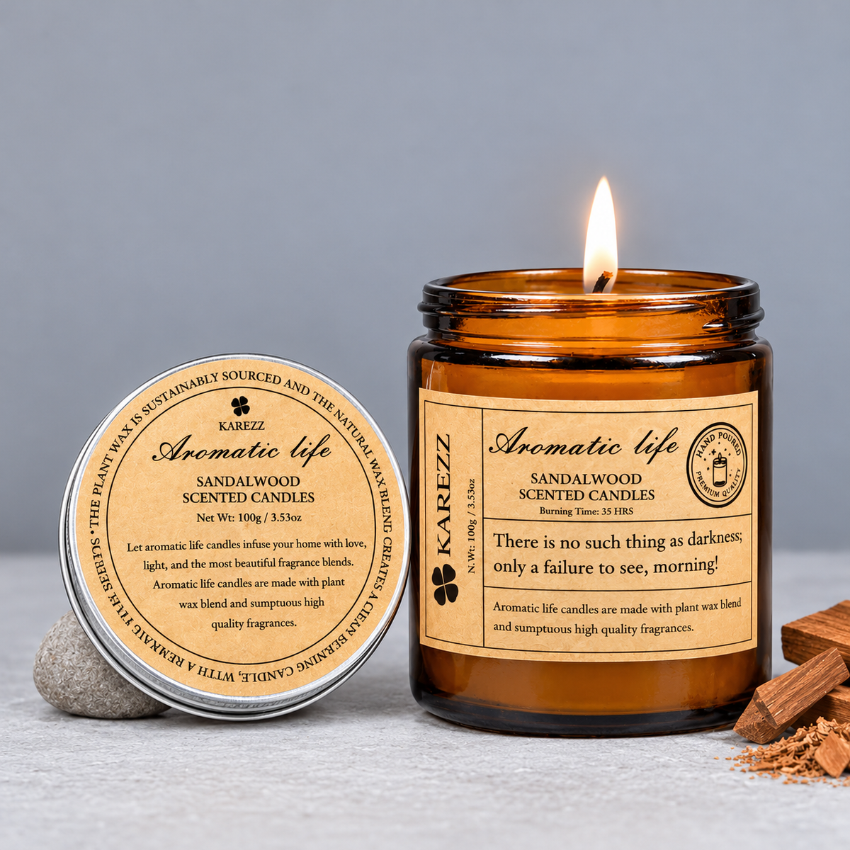 Sandalwood Plant Wax Scented Candle - Cotton Wick