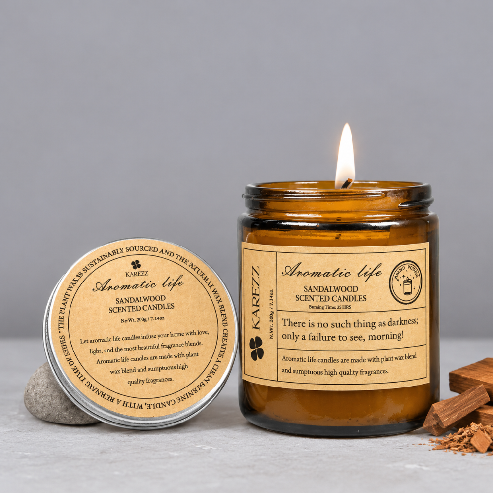 Sandalwood Plant Wax Scented Candle - Cotton Wick