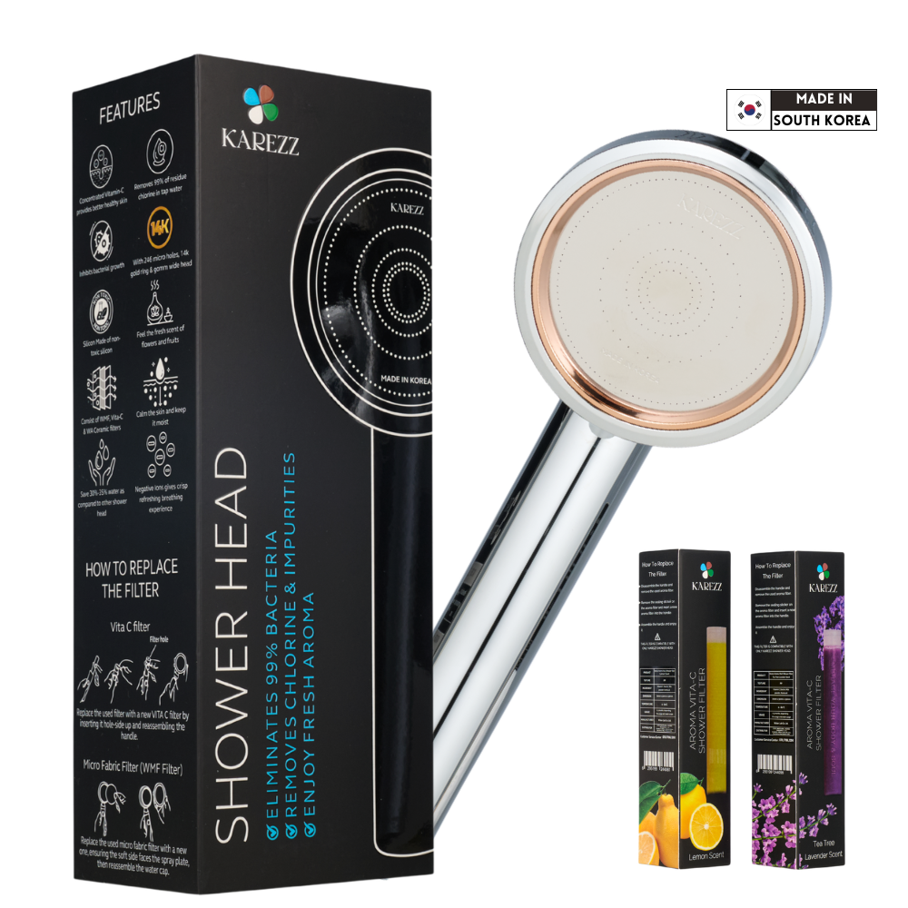 Vitamin C Shower Filter & Shower Head for Hard Water - Chrome Finish
