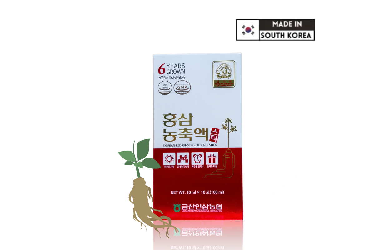 Pure Red Ginseng Extract Sticks - 6-Year Ginseng, 10ml x 10 Sticks. Made in Korea